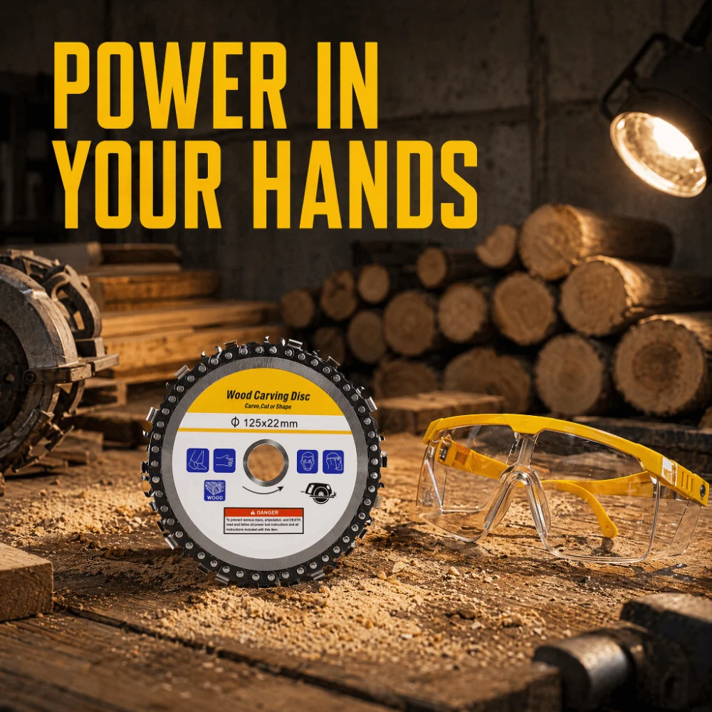 5 Inch Diameter Chain Saw Disc 14 Teeth 7/8 Inch Arbor Wood Carving Disc Yellow Color Grinding Whee Stump Grinder Disc
