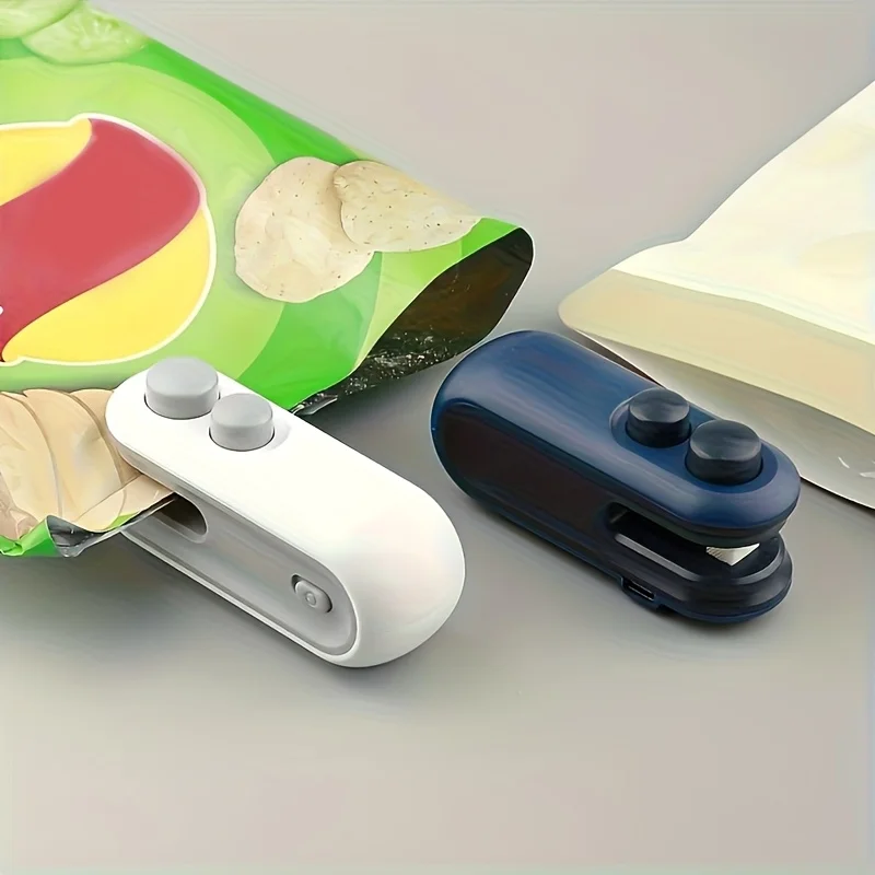 2026 New 2-in-1 Hot/Cold Mini Vacuum Sealer, USB Rechargeable Snack Bag Sealer with Cutter for Food Fresh, Travel & Kitchen