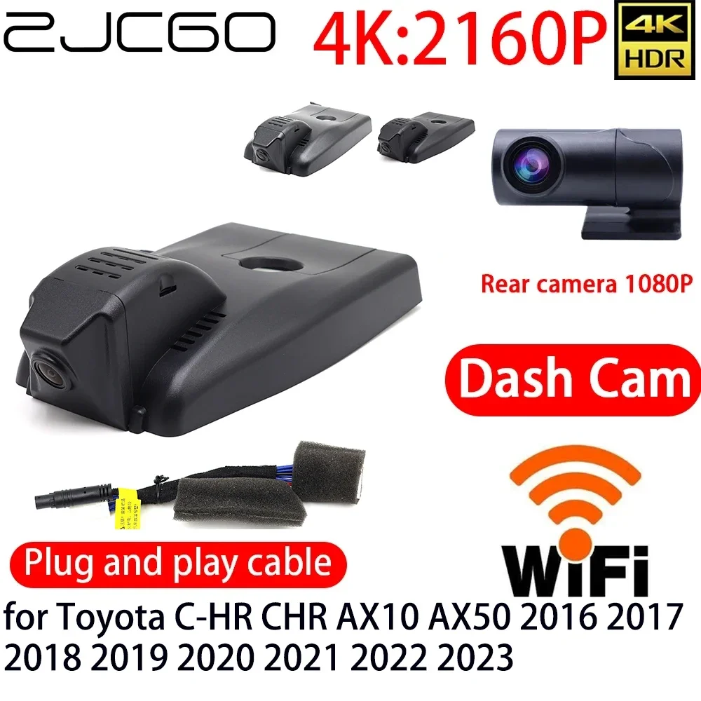 ZJCGO 4K DVR Kamera samochodowa z WiFi, przednia i tylna kamera, monitoring 24h do Toyota C-HR CHR AX10 AX50 2016 2017 2018 2019 2020 2021 2022 2023