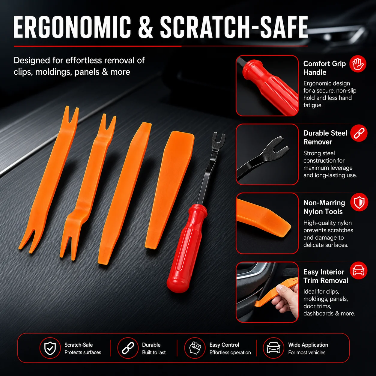 PINMOAP 1/4/5PCS Car Motorcycle Clip Removal Tool Auto Fastener Remover Pry Tool For Door Panel Trim Bumper Interior Repair Kit