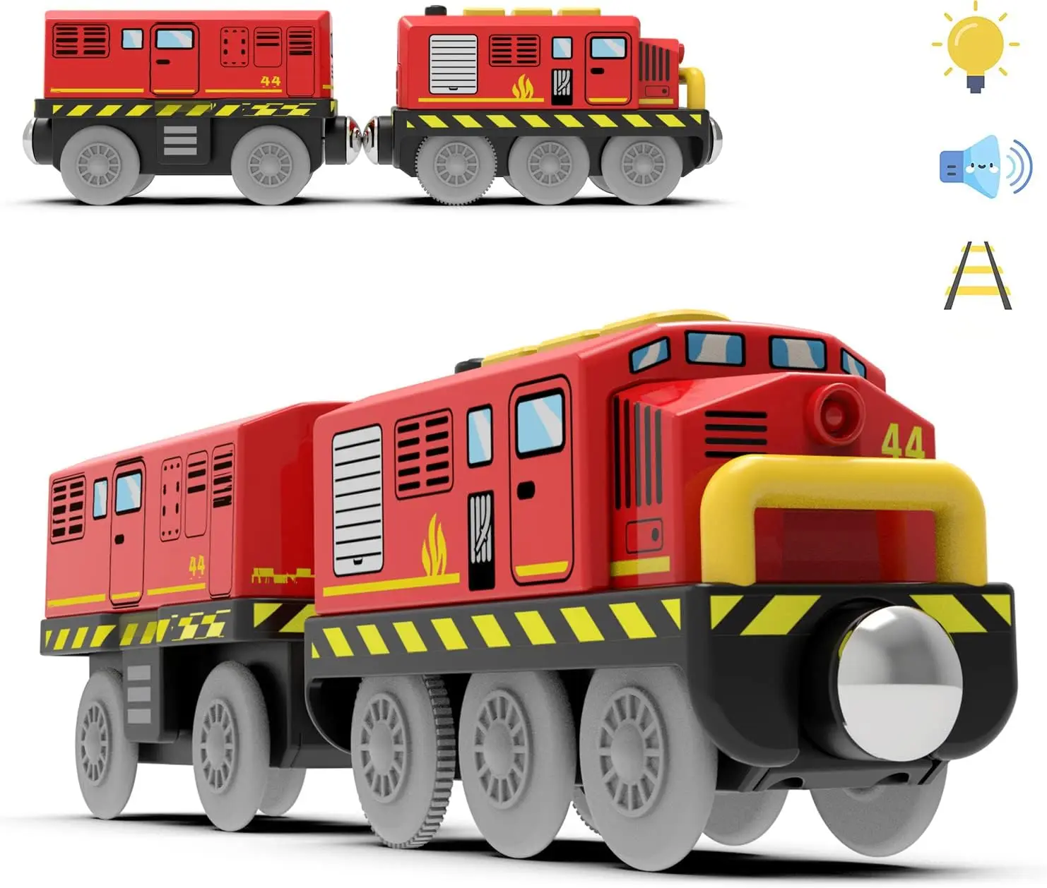 

Wooden Train Track Accessories Battery Operated Train with Magnetic Connection, Compatible with Thomas, Brio, Chuggington