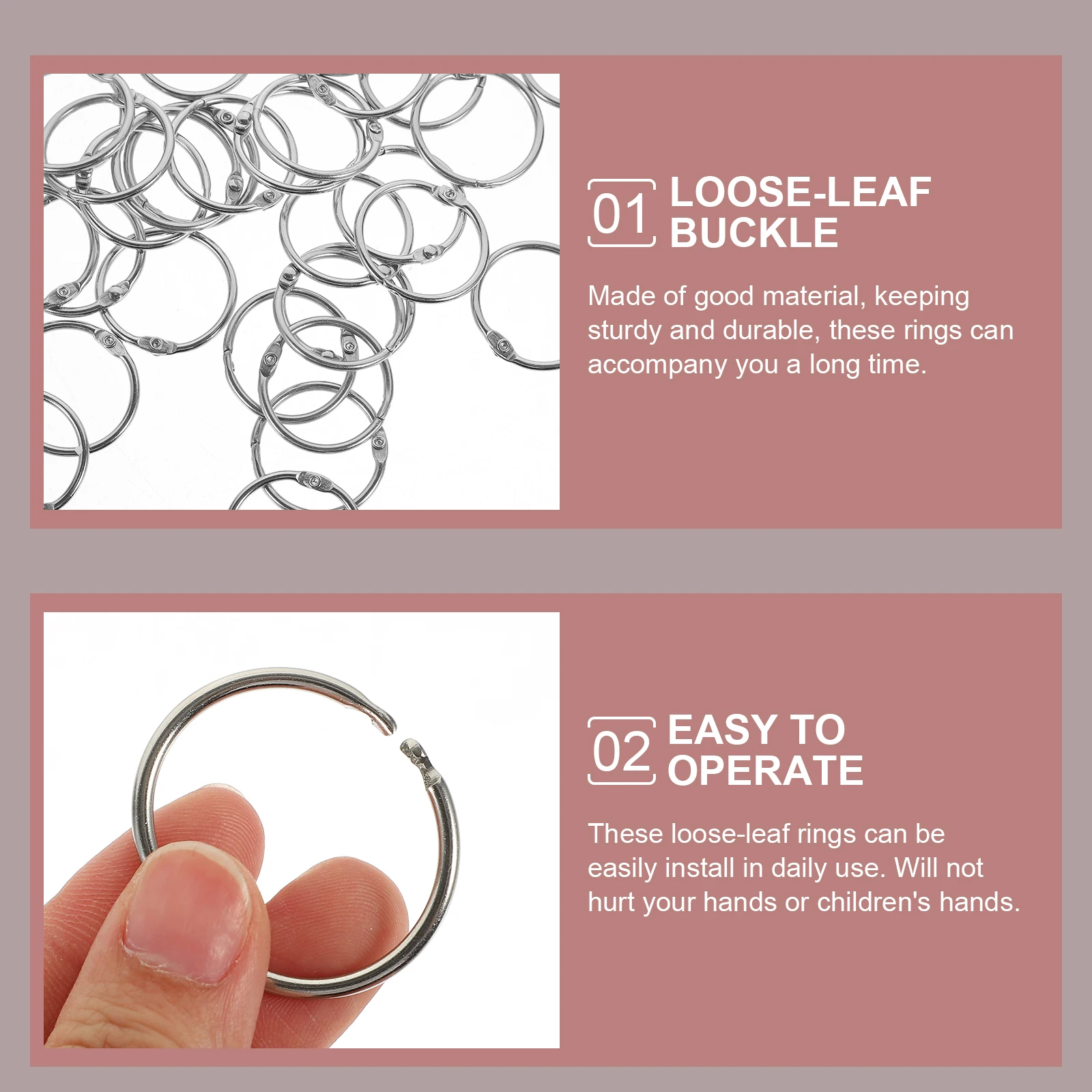 50Pcs Metal Book Rings Loose Leaf Binder Rings Sturdy Locking Design for Flash Cards Notes DIY Organization Office School Home