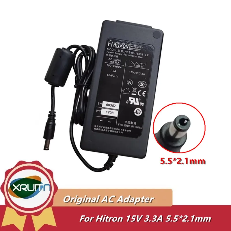 Genuine Hitron 15V 3.3A Power Supply for Medical Use HES49-15033 5.5*2.1mm Original AC Adapter Charger