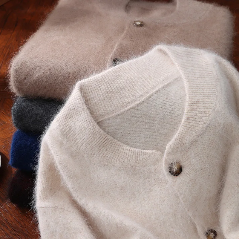 Men's 100% Pure Wool Cardigan Autumn And Winter New V-Neck Loose Sweater With Middle-Aged Coat Knitted Bottoming Shirt