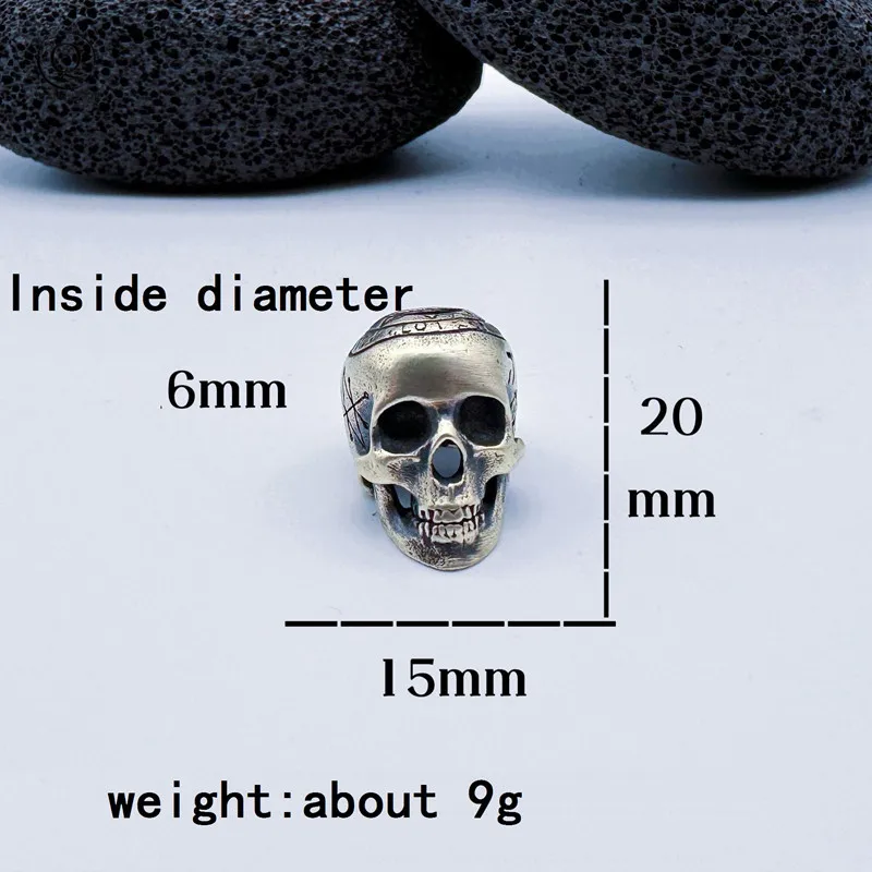 Great Warrior Skull Head Brass Knife Beads Outdoor EDC Umbrella Rope Pendant DIY Paracord Bracelets Accessories Lanyard Hangings