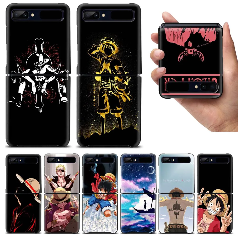 

Japanese One Piece Cute Art Cover Phone Case For Samsung Galaxy Z Flip 3 4 5 6 7 5G Shockproof Mobile Black Hard Shell