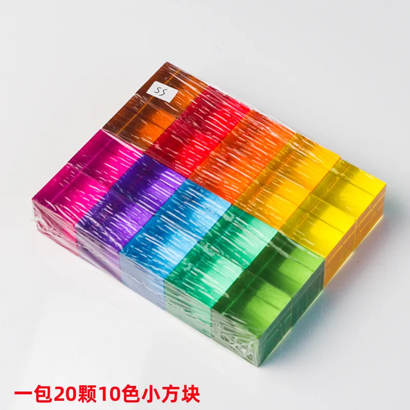 Licht- en schaduwbouwsteen Kleurblok Afgeschuinde kubus met hoge doorlaatbaarheid Educatief speelgoed Regenboog vierkante stapelmuziek