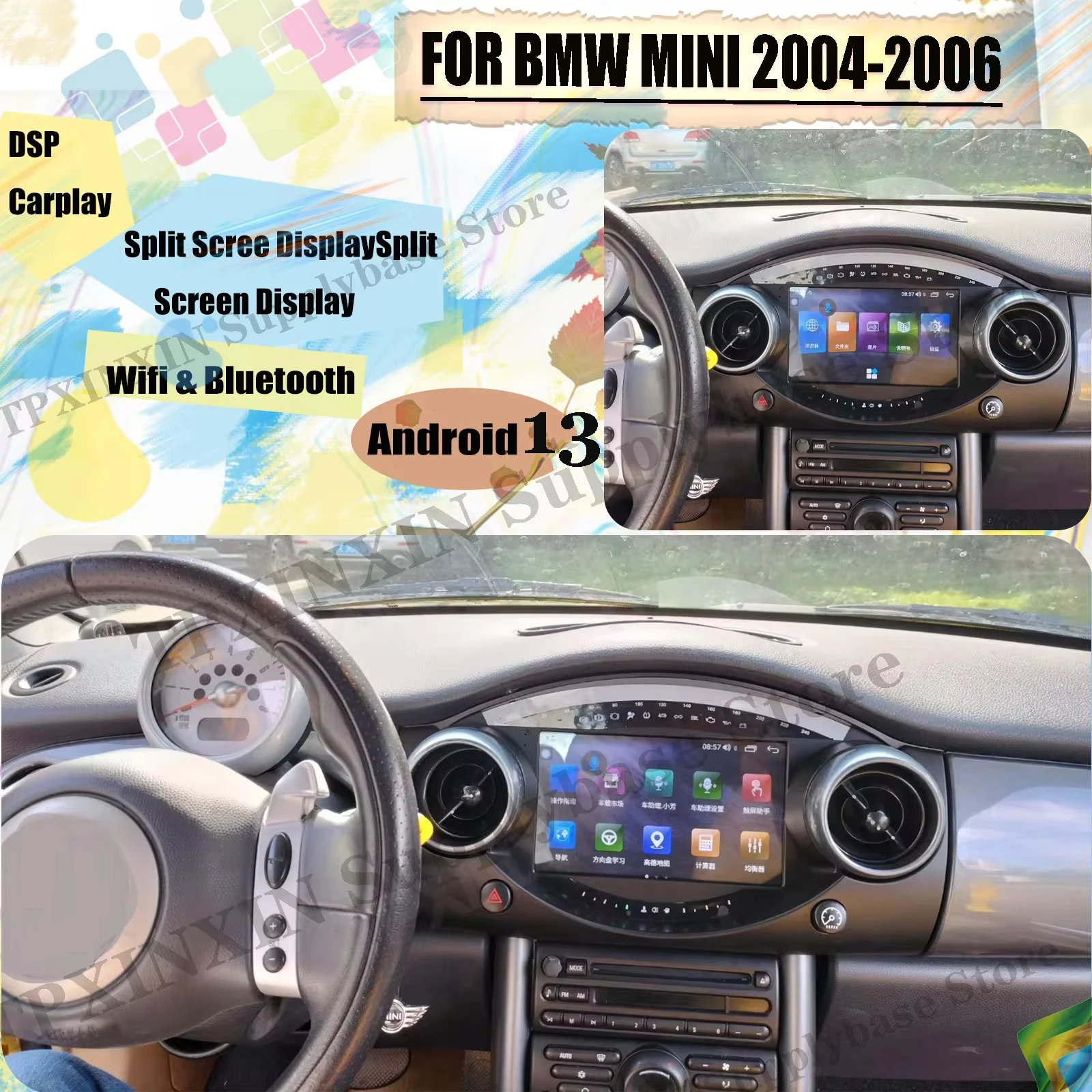 

Автомобильный мультимедийный радиоприемник Carplay Coche для BMW MINI 2004 2005 2006 GPS Navi Автомобильный мультимедийный стереоприемник