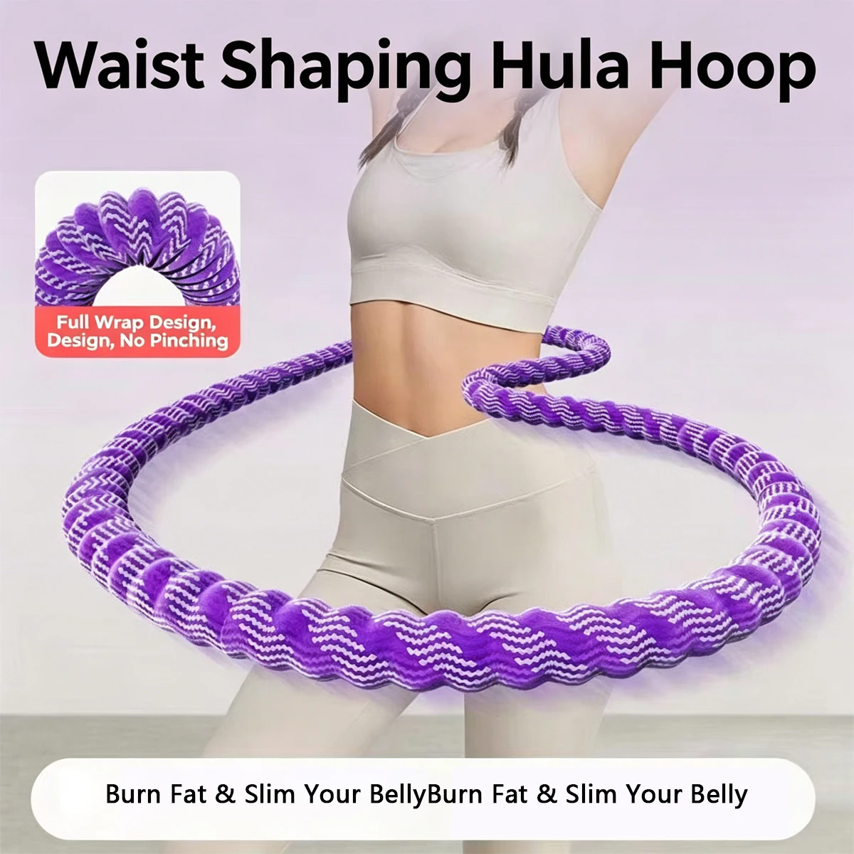 Hula Hoop Fitness com Peso de 2LB, Aro de Exercício com Almofada Macia para Perda de Peso, Treinamento de Força do Core, Equipamento para Treino em Casa