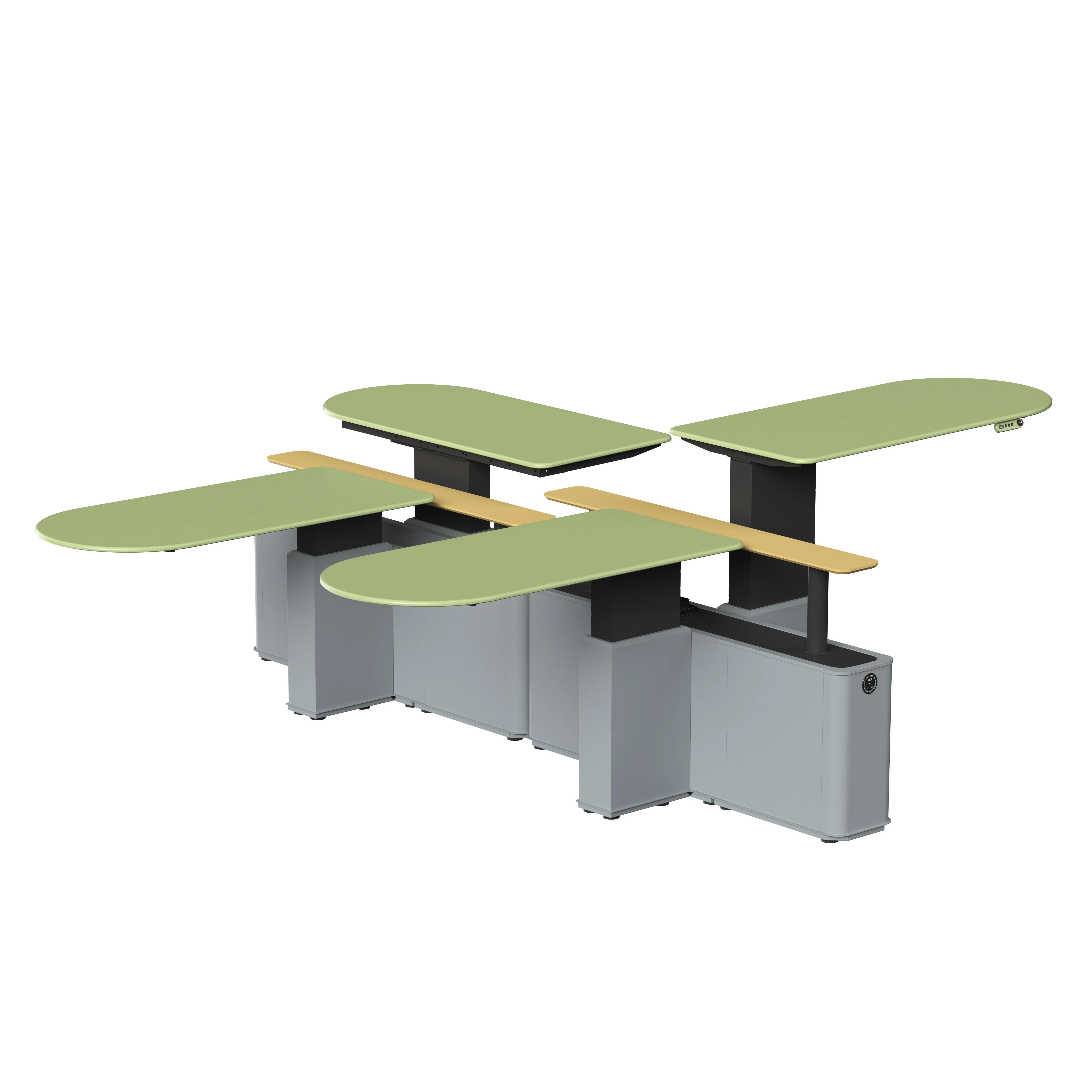 

&c Electric Height Adjustable Standing Desk, Cantilever Office Desk with Wireless Charging & Storage Cabinet