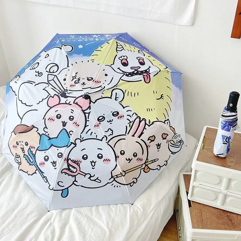 Cartoon Chiikawa Automatic Manual Parasol Cute Usagi Umbrella Anime Kawaii Folding Sun Protection Umbrella Girls Rainy Umbrella