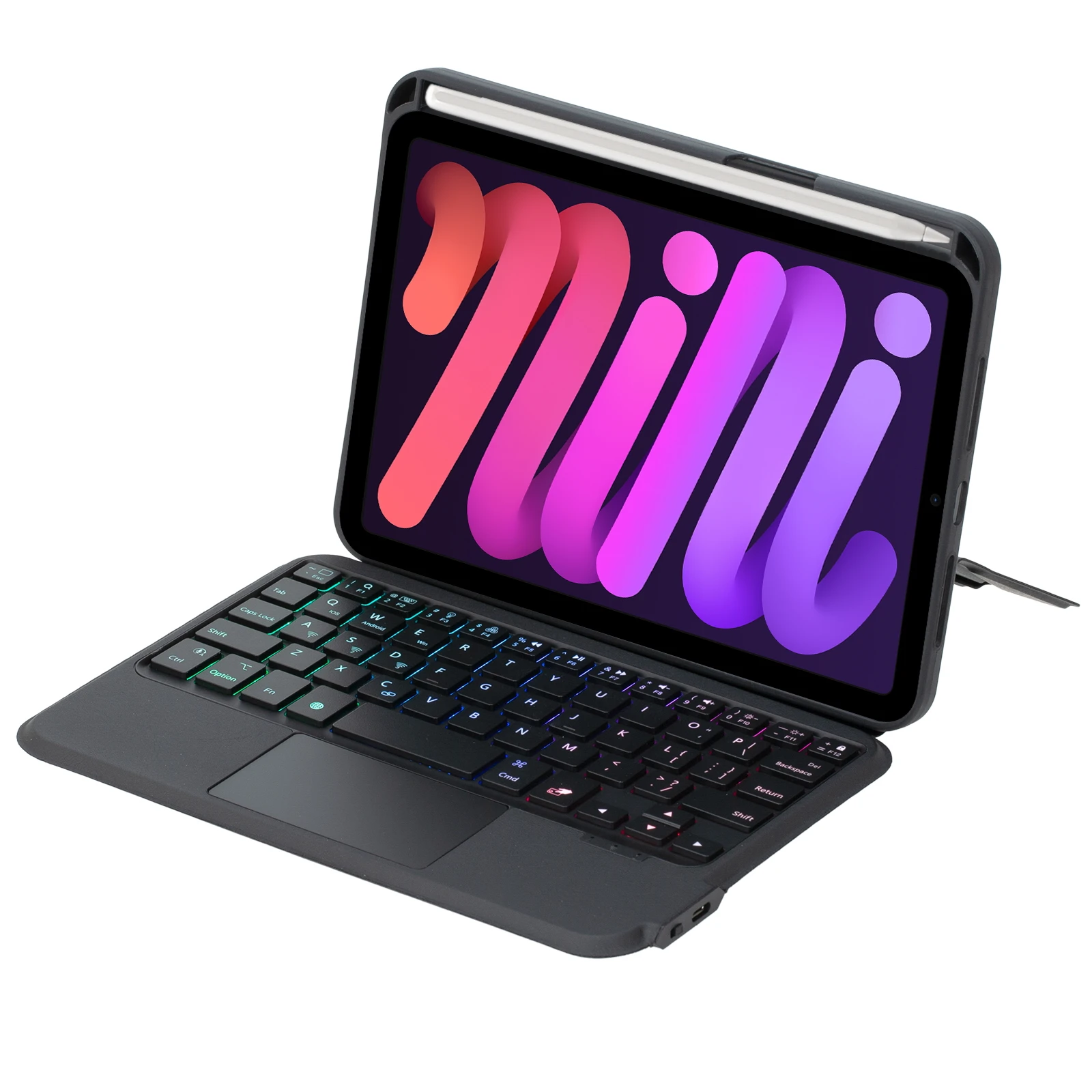 For iPad mini (2024) / (2021) Detachable Bluetooth-compatible Keyboard Stand Case with Touchpad and Backlit
