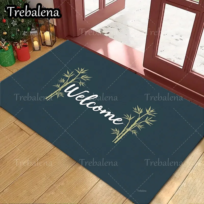 

1pc Welcome Door Mat Welcome Bamboo Design Doormat for Home Entrance Decor