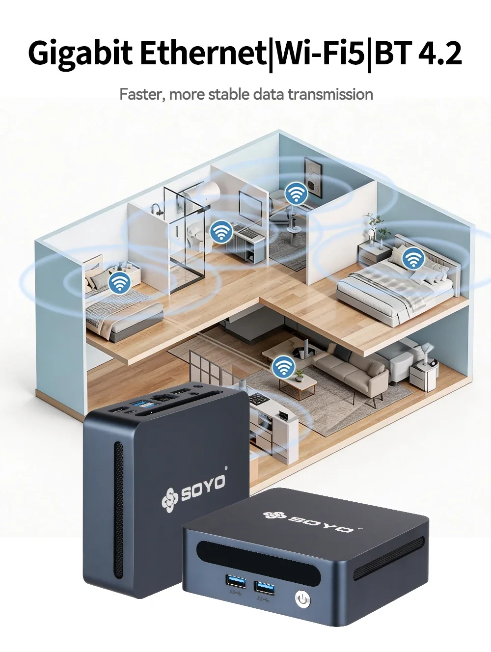 SOYO Y5 Power Mini PC Intel Core i7 8th Gen CPU Processor 16GB DDR4 RAM 512GB M.2 SSD Window 11 PRO WiFi5+BT High Performance Micro Home Office Computer