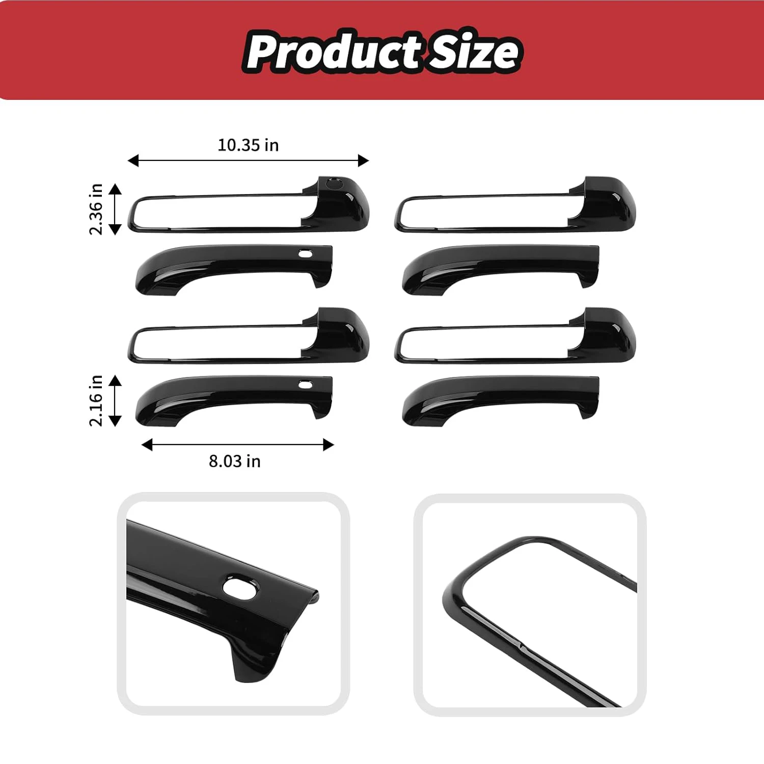 

Exterior Car Door Handle Covers For Dodge RAM 1500 2009-2018, ABS Trim Protector Anti Scratch Waterproof Styling Decoration