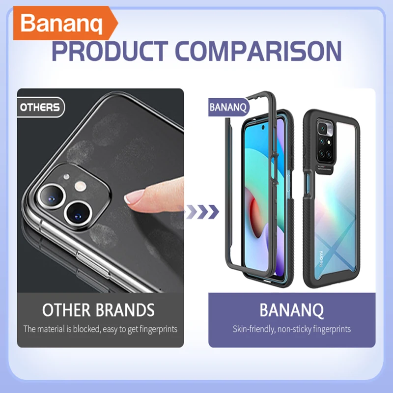 Bananq Drop Protection Clear Phone Case For Redmi 12C 13C Note 13 12 10 11 4G Shockproof Cover For Xiaomi 13T Poco X5 X4 Pro 5G