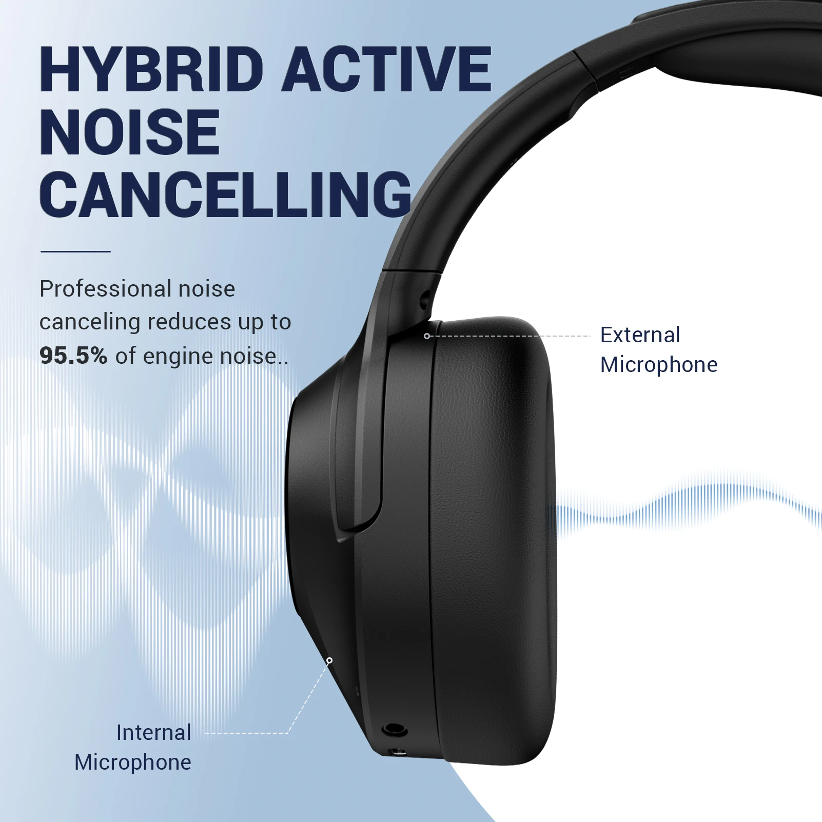 Auriculares inalámbricos con cancelación de ruido mixto de alta calidad, tiempo de reproducción 30H BT 5,2, auriculares con graves profundos