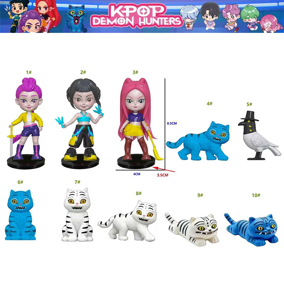 7-10 unids/set Kpop Demon Hunters figura de acción de juguete Derpys Tiger Rumi Mira Zoey Sussy estatuilla muñeca para seguidores regalo estatuilla ornamento
