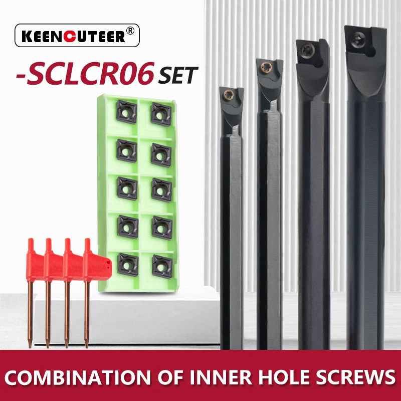 Bore Threading Tool Holder Inserções Universais para Peças de Aço Aço Inoxidável Torno Cnc Turning Grupo Ccmt060204 Sclcr06 Pcs