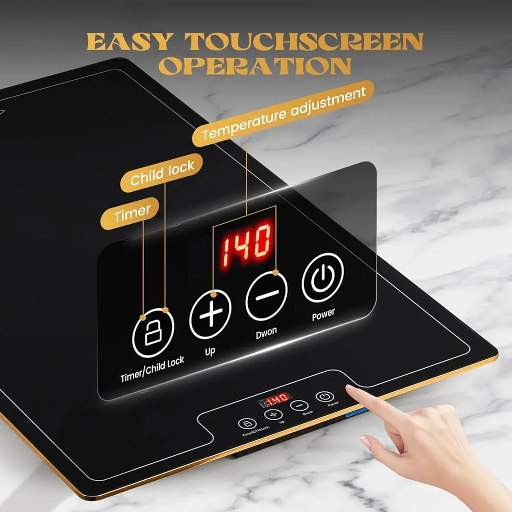 104℉-284℉ Electric Warming Tray Temperature Adjustable Food Warming Mat With Even Heated Glass Surface, 6 Preset Modes & Timer