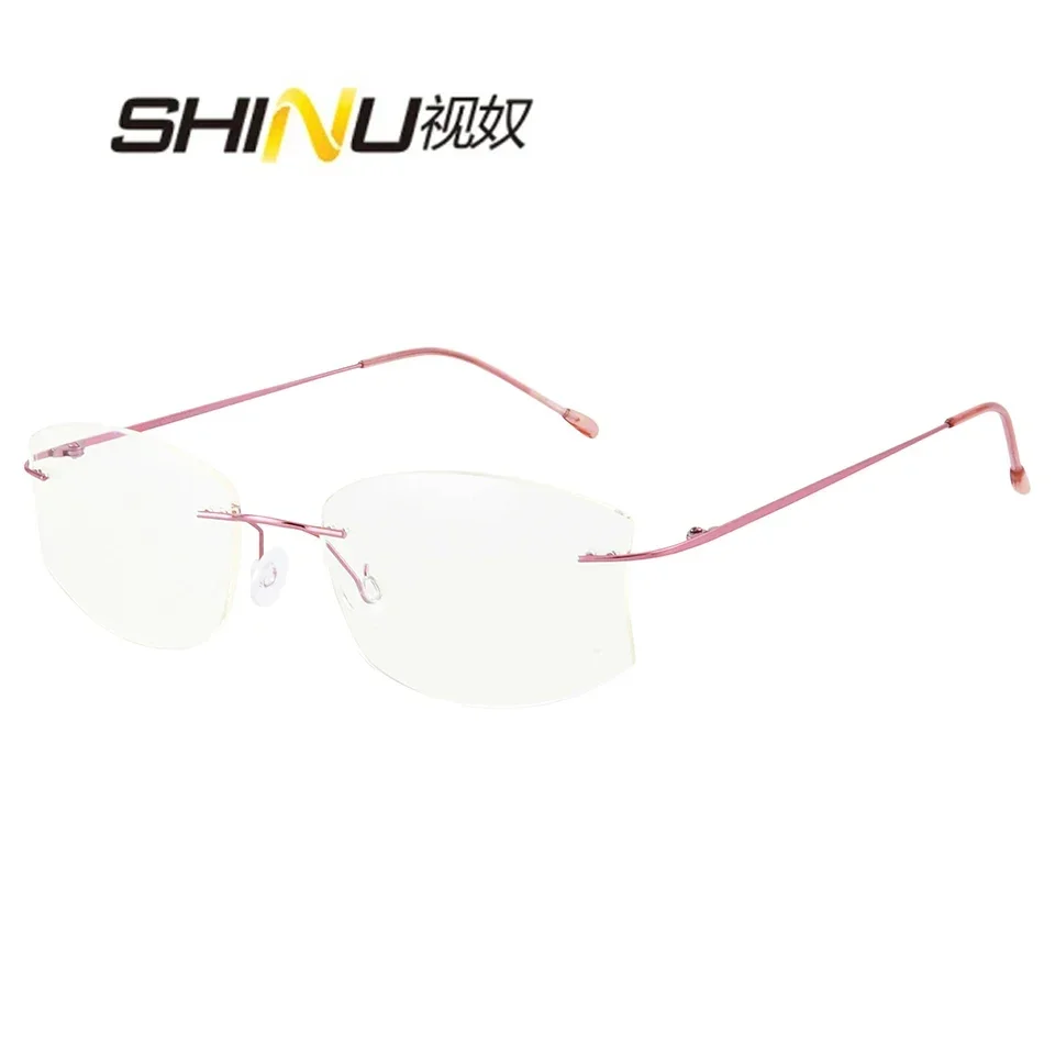 

SHINU Titanium Rimless Glasses Women Multifocal Presbyopia Glasses Multifocal Lenses With Prescription Photochromic Mr8 Lens