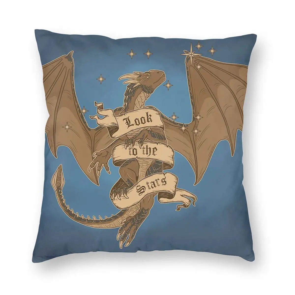 Dragonheart Draco Look To The Stars Square Pillowcase البوليستر الكتان المخملي المطبوع البريدي غطاء وسادة مقعد الأريكة الزخرفية