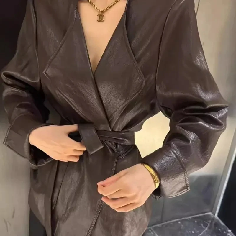 

Модный свободный длинный све из искусственной кожи Jaet, женский осенний новый дизайн Sensation Faion, лучший бренд Tag Episode из полиэфирного волокна