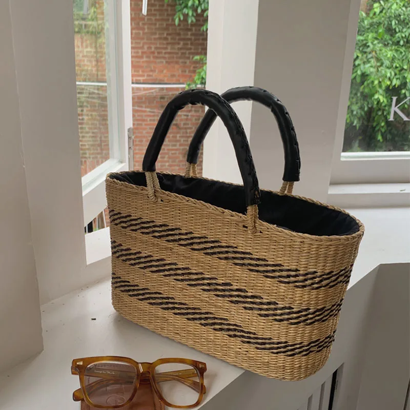 Straw Bags for Women 2022 Summer Hand-Woven Rattan Bag Handmade Woven Purse Wicker Beach Bag Bohemia Bali Handbag bolsos mimbre