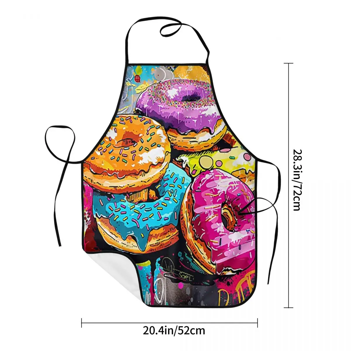 Delicious Doughnut Dessert Apron Chef Cooking Tablier Sleeveless Bib Kitchen Cleaning Pinafore for Women Men Painting