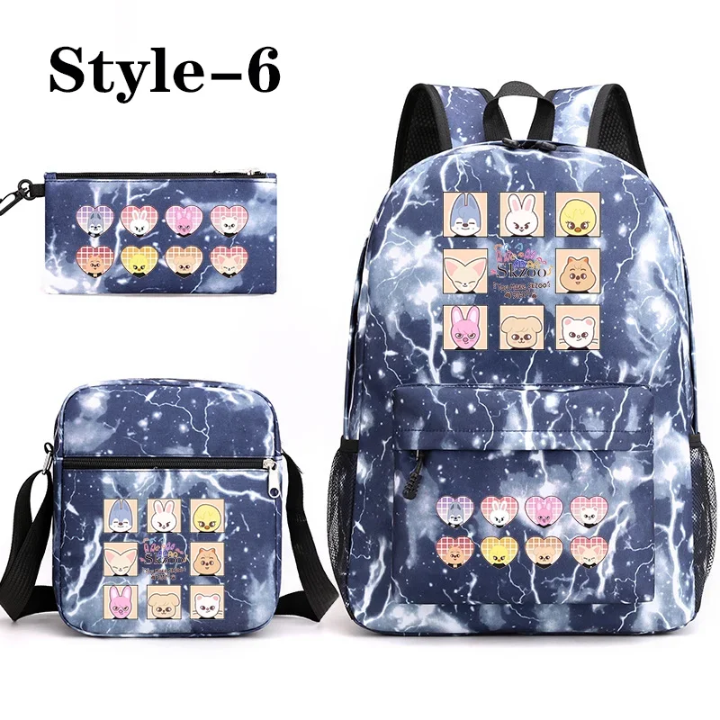 สกซู เฟลิกซ์ บังชานกระเป๋าเป้พิมพ์ลายสามชิ้นสุดเท่และอินเทรนด์ ความจุขนาดใหญ่ 40 ลิตร กระเป๋านักเรียนกลับไปโรงเรียน