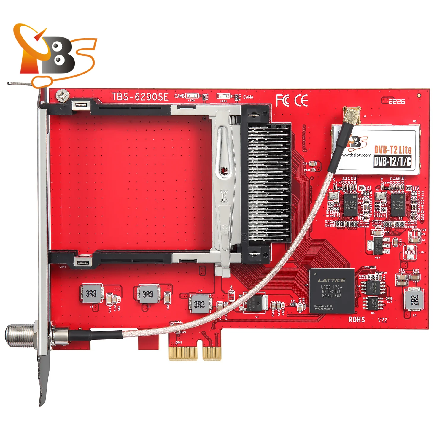 

TBS6290SE DVB-T2/T/C(J.83A/B/C)/ISDB-T/C/ATSC1.0 Dual Tuner Dual CI PCIe Card Encrypted Pay TV Receiver