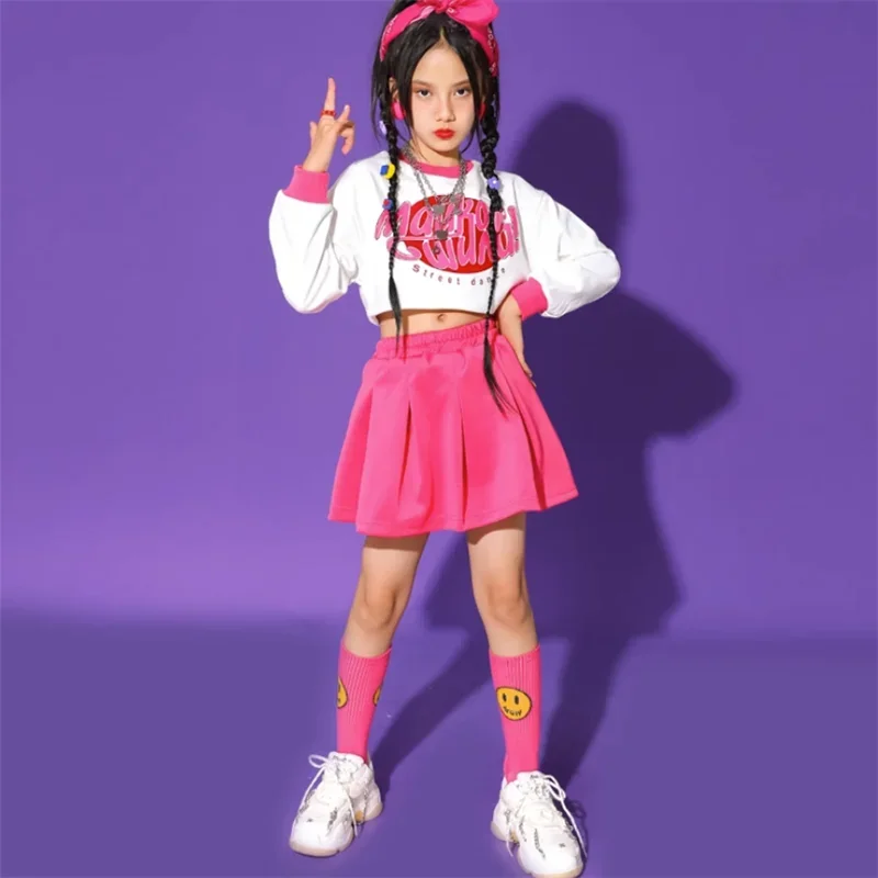 Mädchen Hip Hop Crop Top Cargo Hosen Kind Sweatshirt Plaid Rock Kind Streetwear Jazz Cheerleader Street Dance Kostüm Kleidung Set