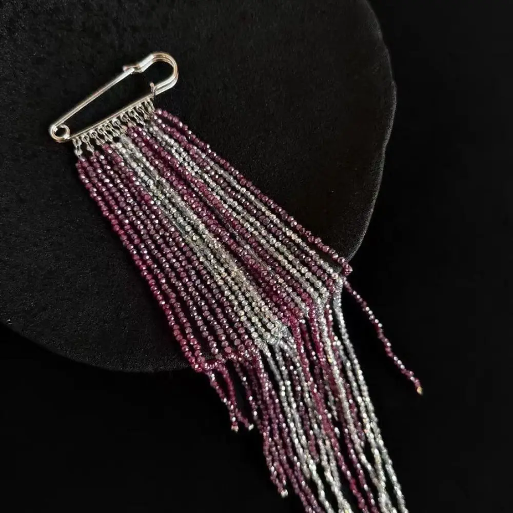Alloy Tassel Chain Brooch Exaggerated Water Droplet Fringe Clothing Tie Pin Gold Color Jewelry Accessories Bead Fixed Ornament
