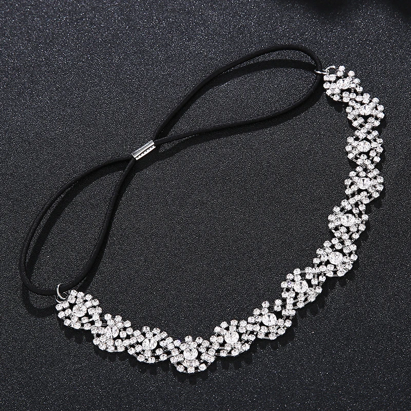 Volldiamant-Haarband mit Krallenkette, klassisches Stretch-Stirnband für Damen und Mädchen, Party-Tiara der Königin, Schmuckzubehör – Detail 8
