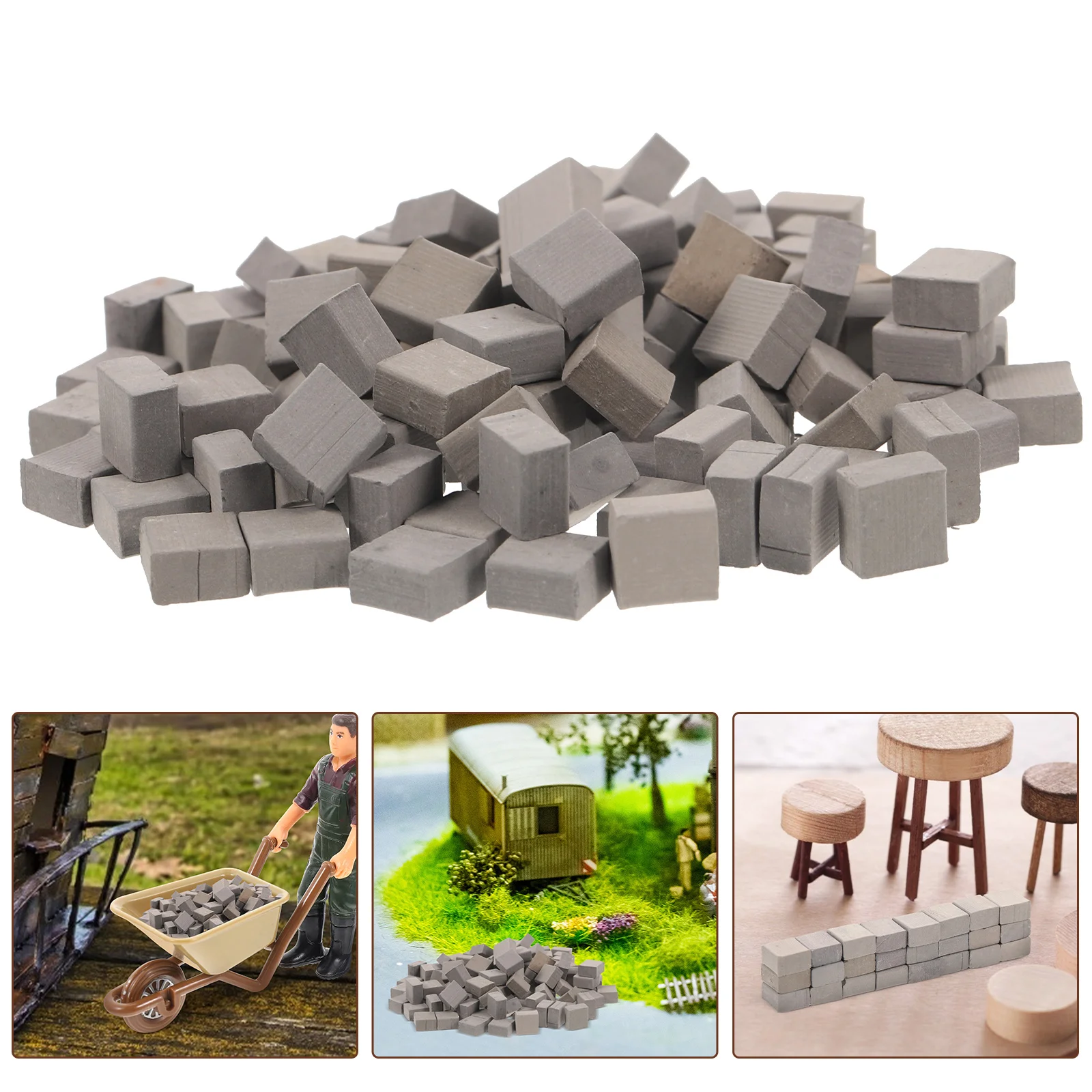 100 Pcs Model Brick Toy Miniature Craft Bricks Ornament Thing Kids Building Toys Fake Made of Starch and Clay