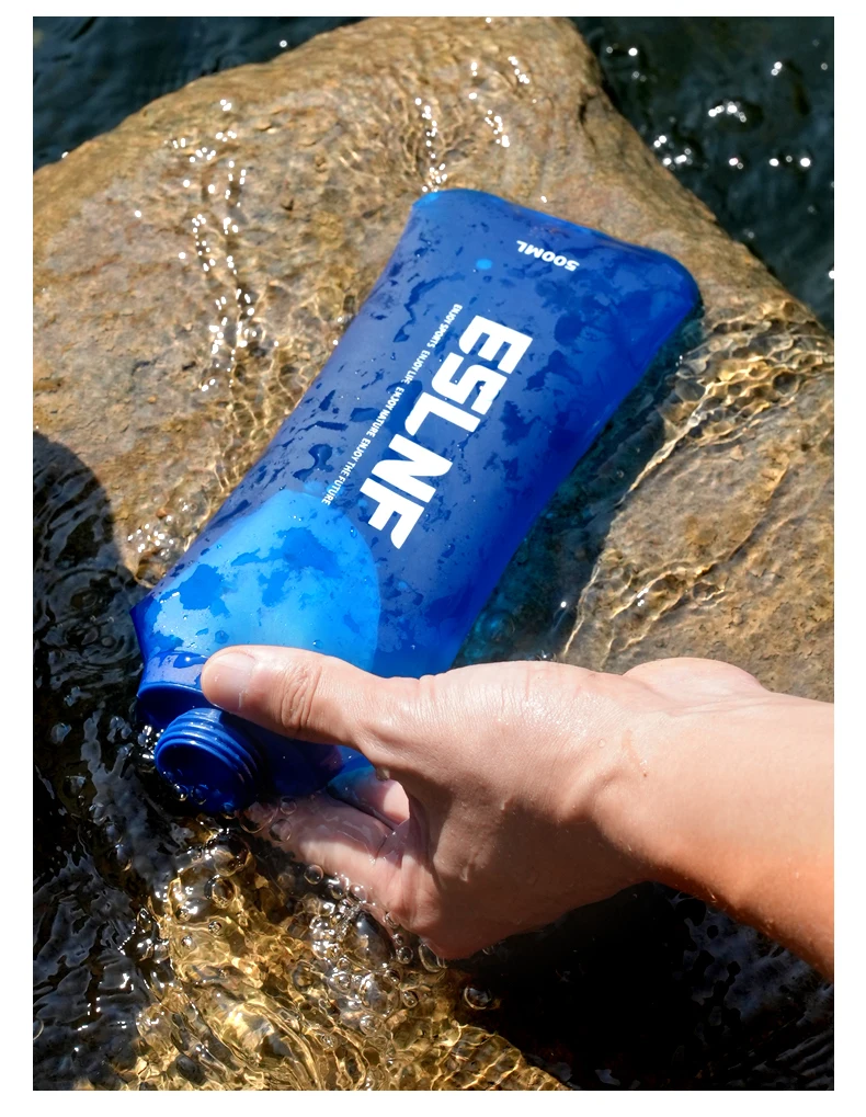 500 ml zusammenklappbare Wasserflasche, weiche Flasche, BPA-frei, faltbar, TPU, Outdoor-Sport, tragbarer Wasserbeutel für Laufen, Camping – Detail 8