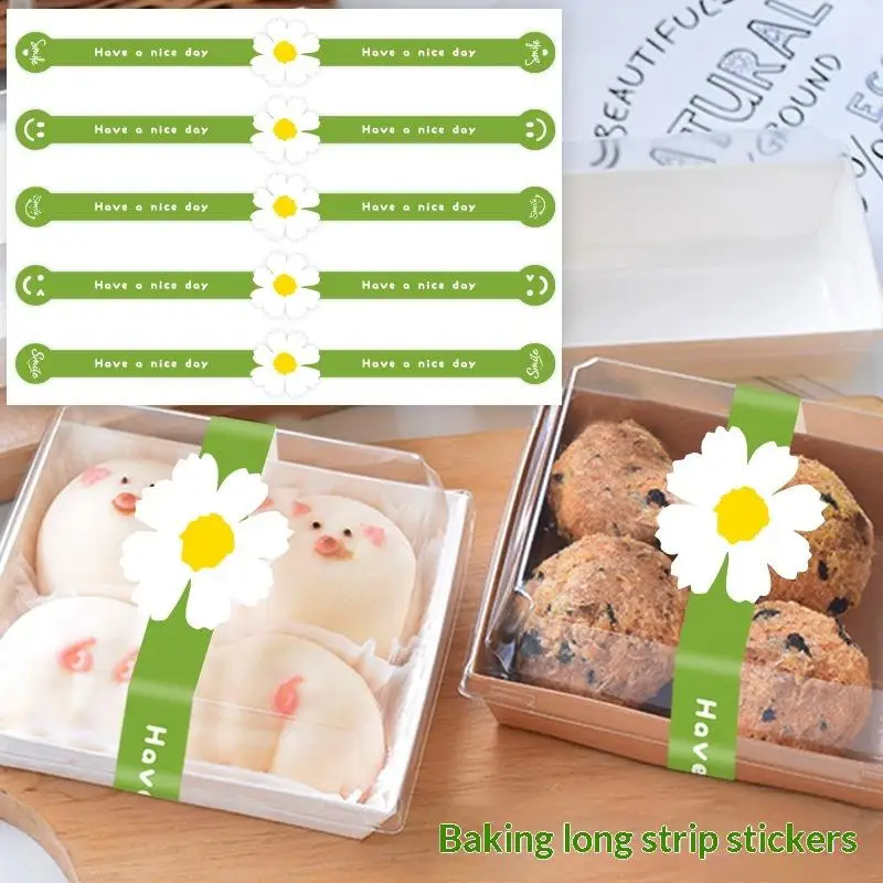 50pcs Long Gift Sealing Stickers Self-Adhesive Packaging Sealing Sticker For Cake Baking Decoration Sticker