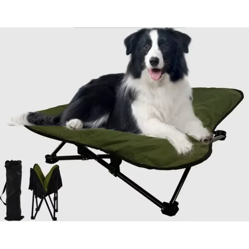 for All-Season Reversible Elevated Portable Dog Bed Waterproof Oxford Fabric Removable Mattress Durable Lightweight Folding