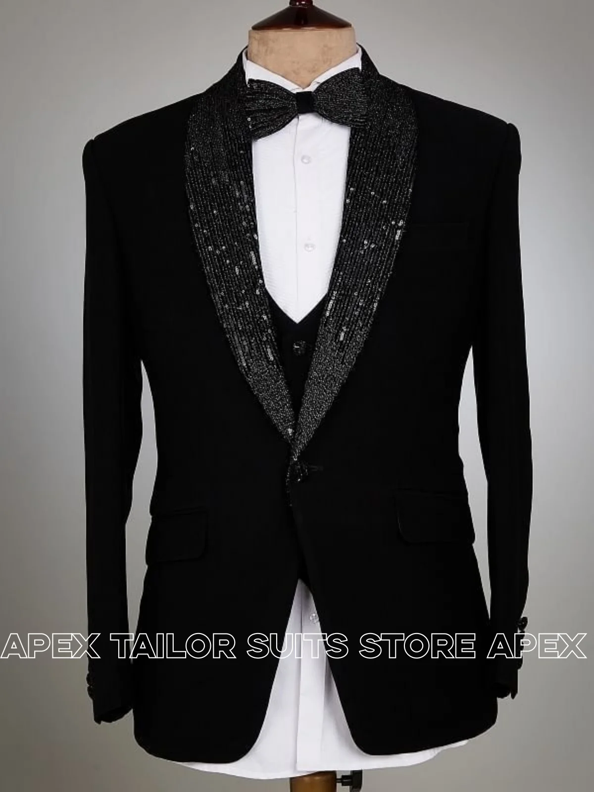 Black Velvet Men Tuxedo Jacket Sequin Shawl Lapel Single Breasted Wedding Groom Blazer Formal Party Dinner Suit Jacket For Men
