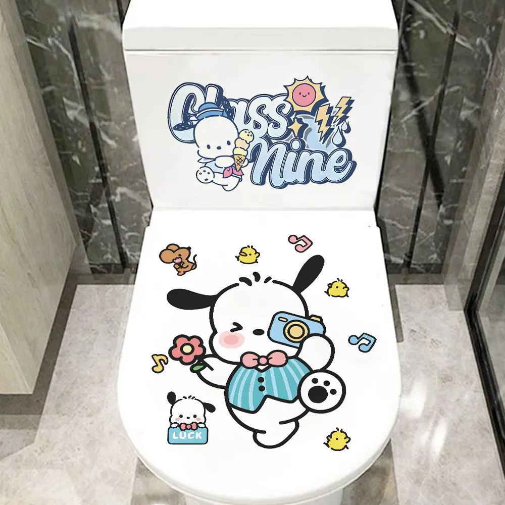 Sanrio Cartoon Pochacco Creative Personalized Toilet Sticker Kawaii My Melody Toilet Waterproof Sticker Wall Decoration Gift