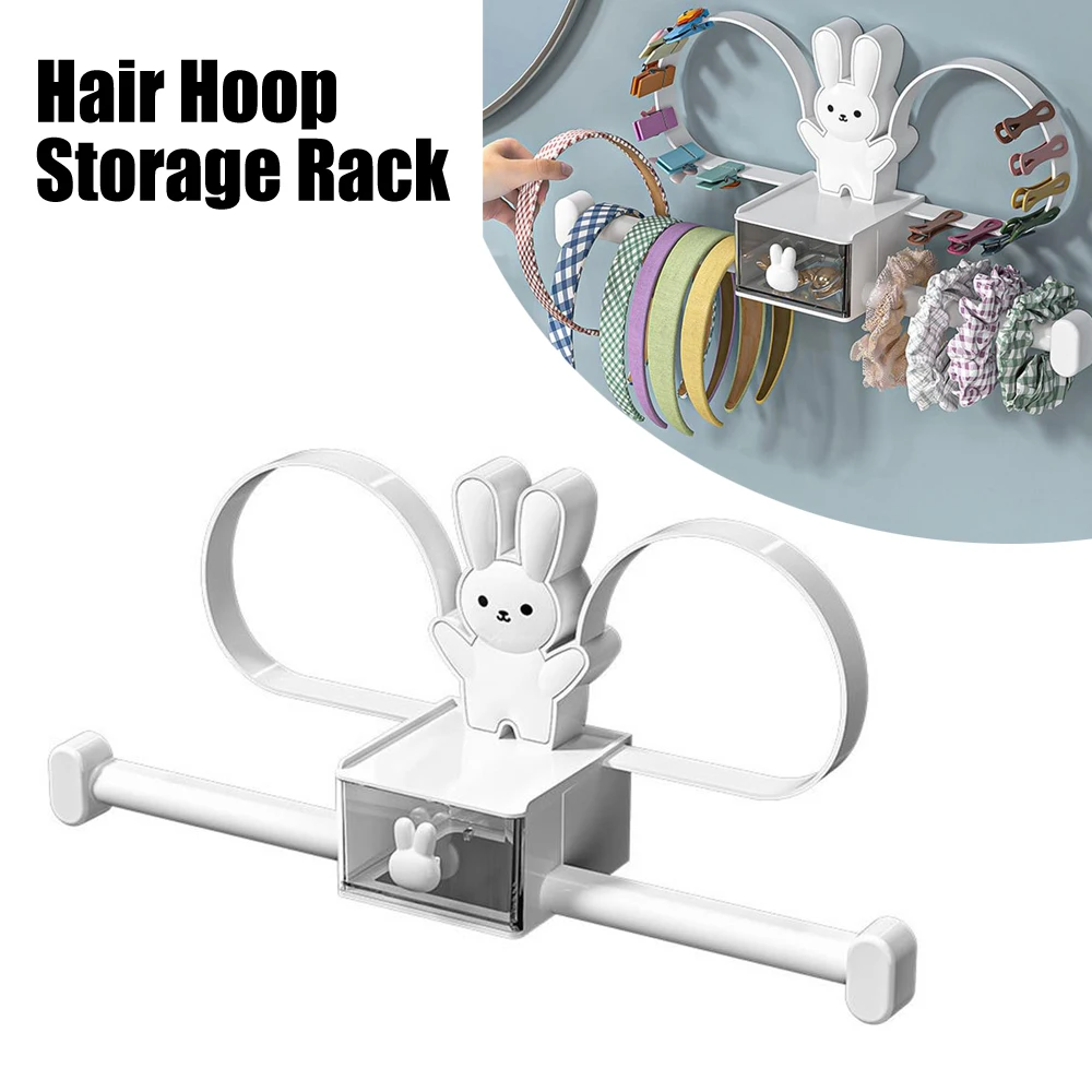 

Kawaii Rabbit Hair Hoop Storage Rack Wall Mounted Hair Tie Hair Clip Hairband Display Bathroom Headband Barrettes Organizer