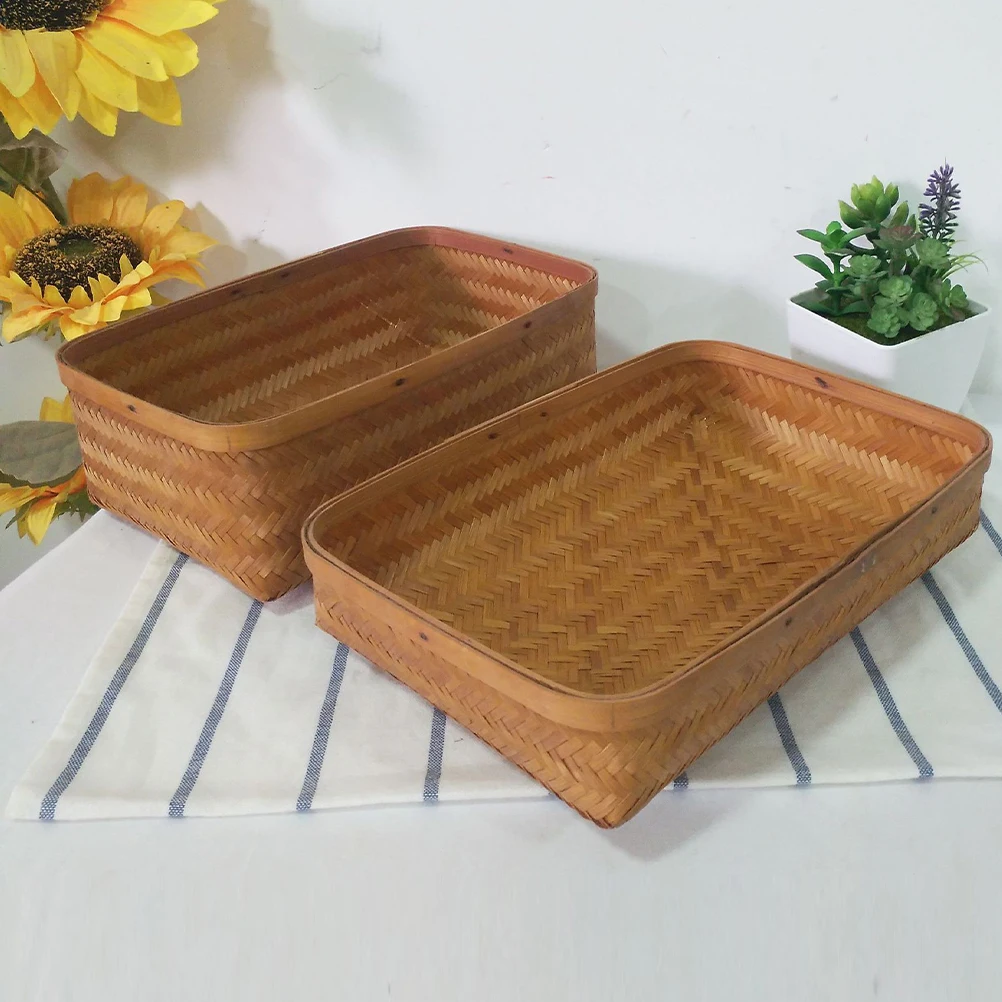 

Bamboo Woven Loose Tea Storage Box Breathable Vintage Rustic Desktop Basket Organizer Home Kitchen Practical Storage Jar