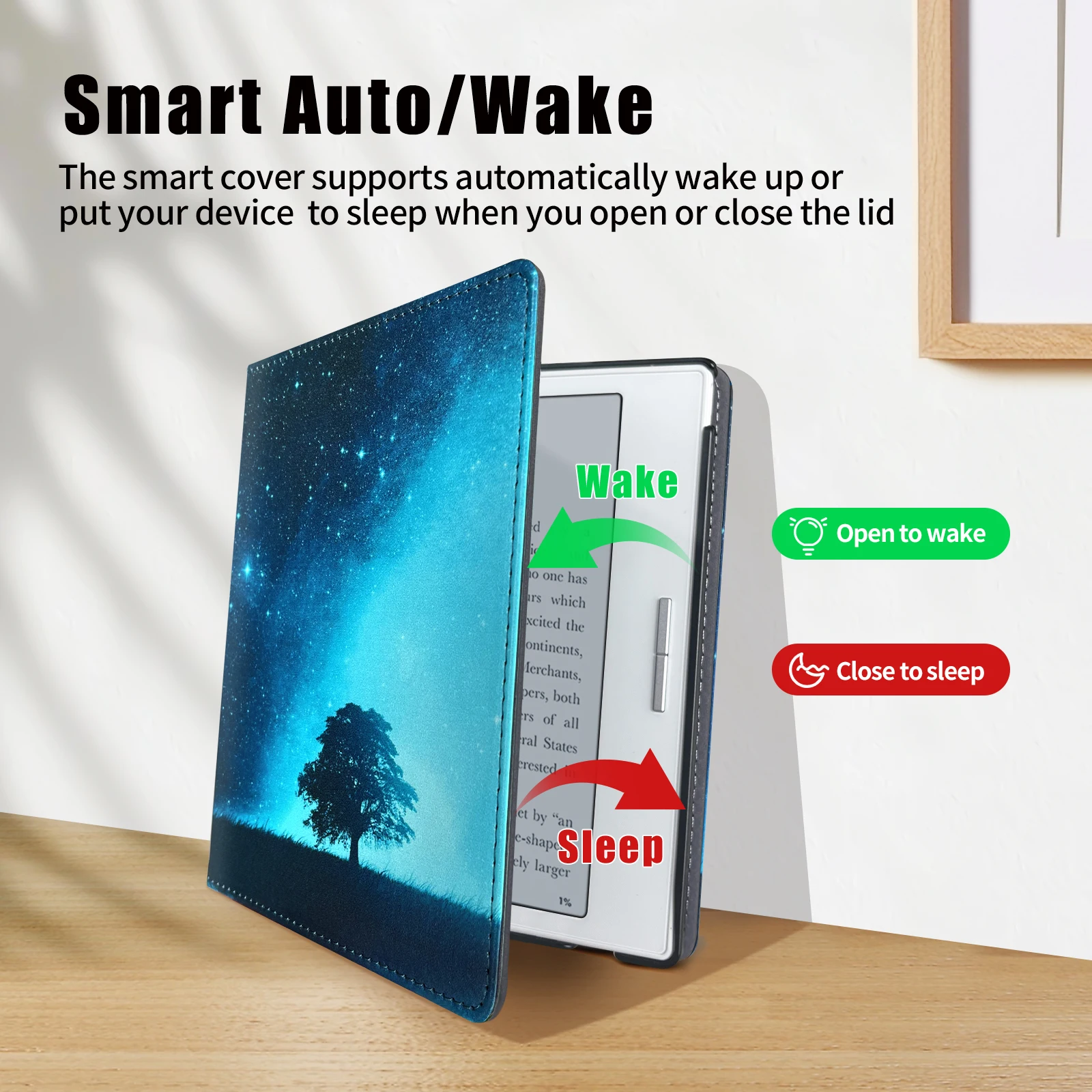 Case for Boox Tablet Go Color 7 Series (Gen I/II) | Built-in Stand & Hand Straps | with Auto Sleep/Wake | PU Leather Smart Cover