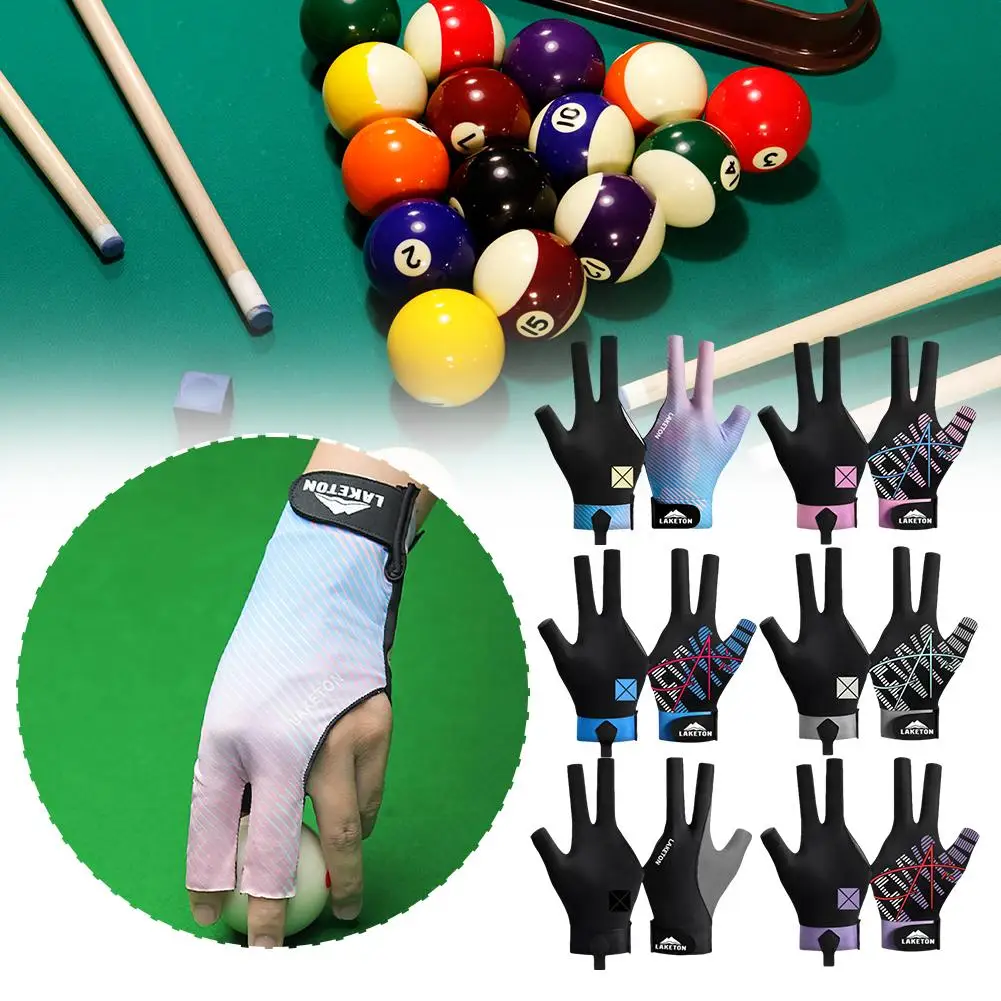 1pc Left Hand Billiards Glove Three Finger Snooker Non Training Glove Elasticity Slip Stickers Gloves Billiard Billiard L7b1