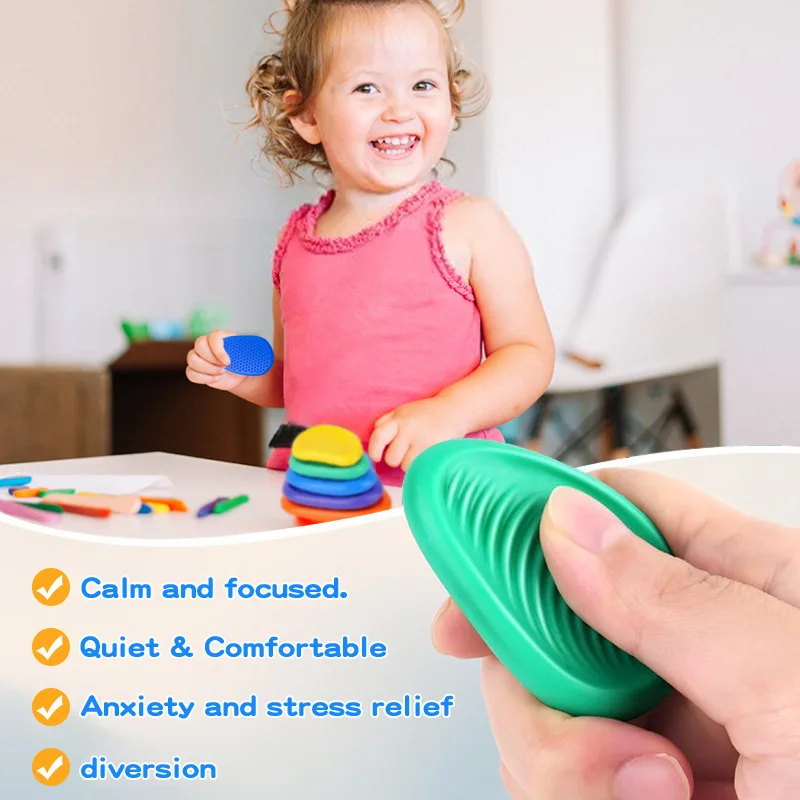 6Pcs Finger Sensory Stone Autism Kid Calming Sensory Stone Children's Stress Relief Toy Social Emotional Feelings Fidget Toys