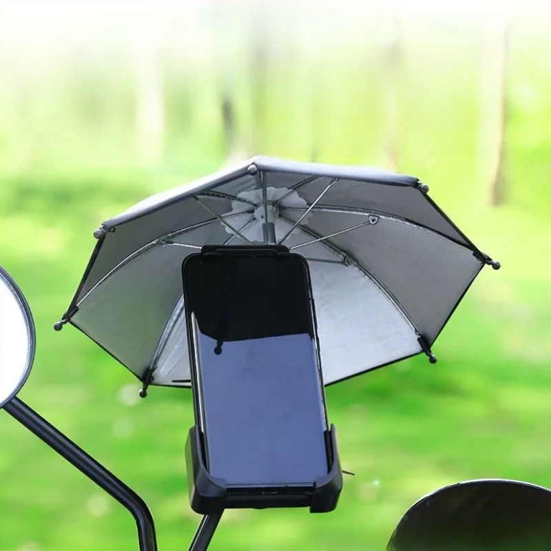 27cm Mobile Phone Holder Mini Umbrella Outdoor Cycling Motorcycle Mobile Phone Sunscreen Umbrella for Delivery Drivers