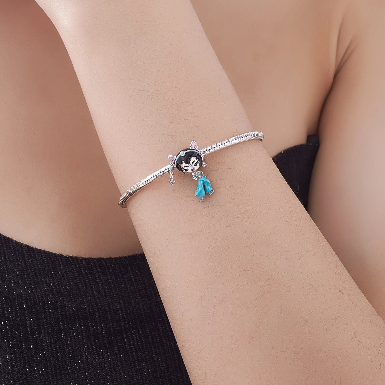 COSPLAY 925 Sterling Silver Makeup Party Cat Ear Lucky Girl Charm Bead fit JIUHAO Original Bracelet Accessories Jewelry Making