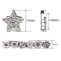 10PC/lot Hole 10MM rhinestones slide charm crown heart star diy charms Fit For 10mm Bracelet Wristband Keychains