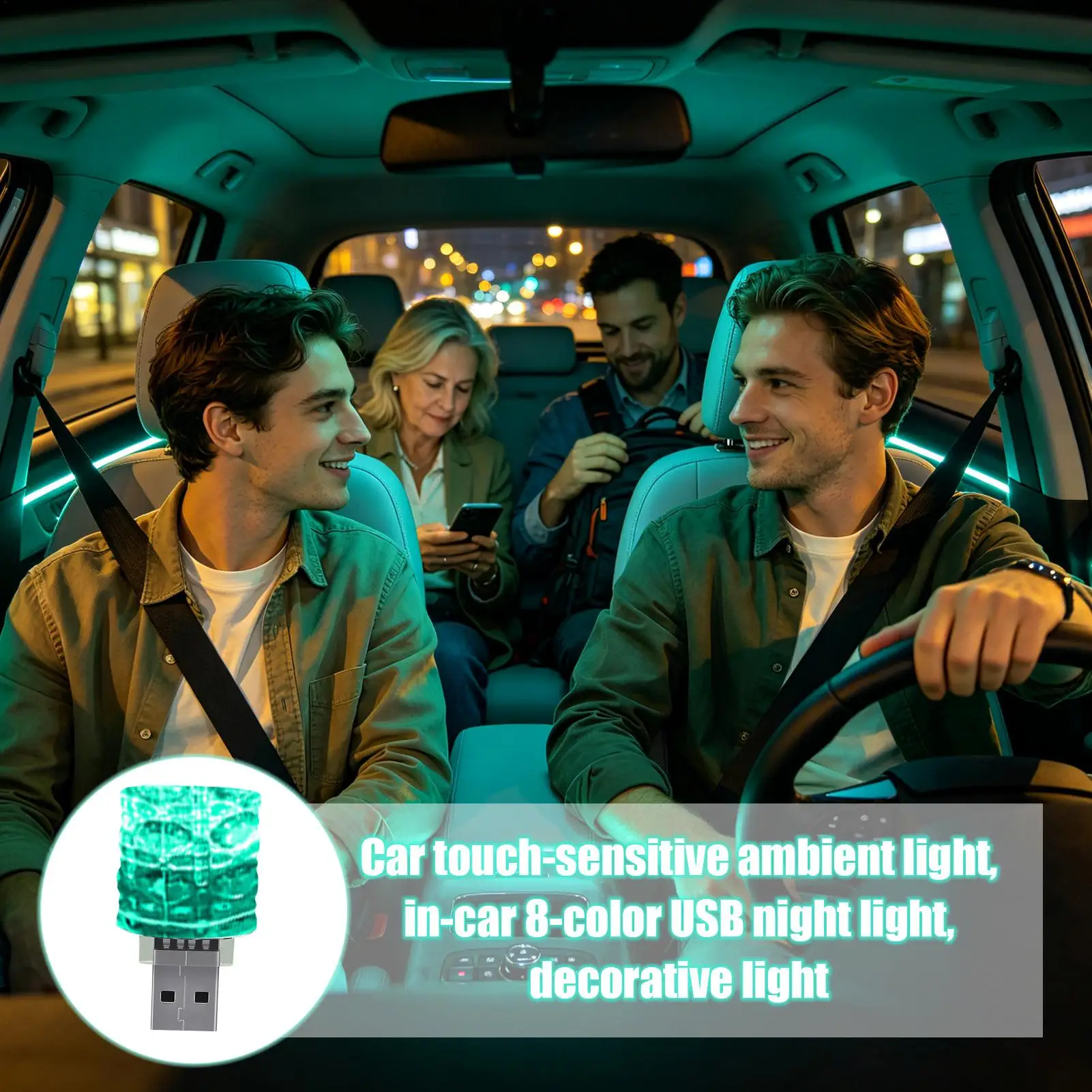 Car Ambient Lighting Wireless 8-Color Touch Control Lamp Car LED Night Lights Interior Plug In For Automotive Truck SUV RV