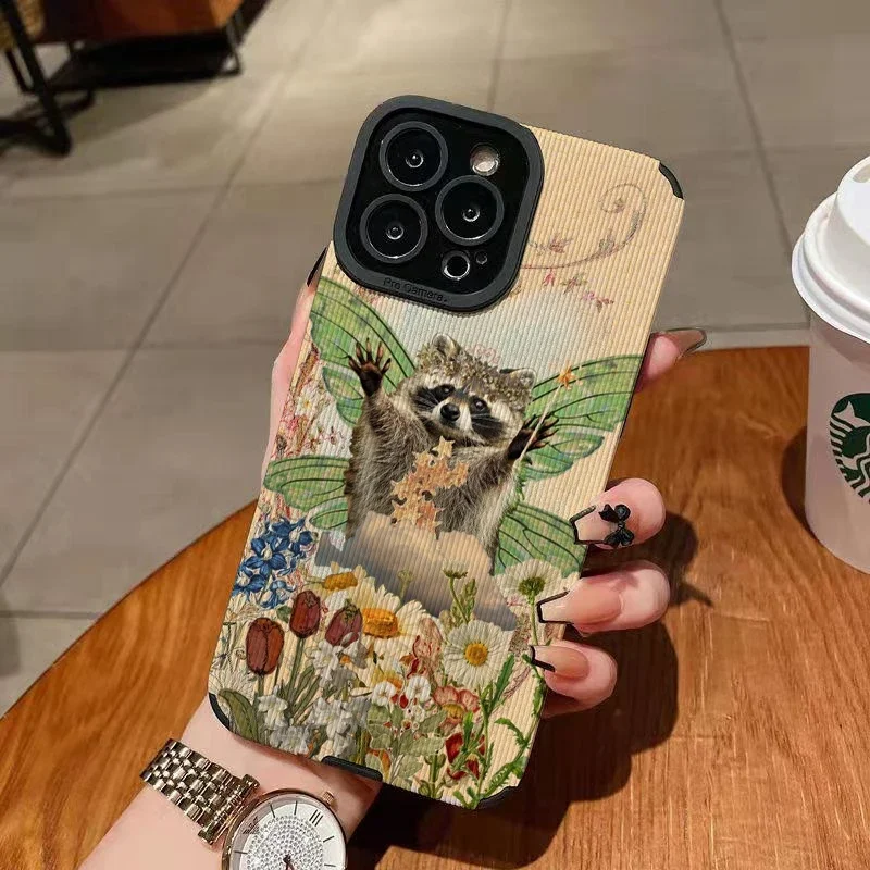 Raccoon Butterfly Phone Cases for Iphone 11 Pro Max Iphone 16 Pro Max Iphone 13 Pro Max Iphone 14 Pro Max Iphone 15 Pro Max Case